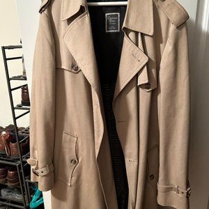 Mens Beige Trench Coat 44L with plaid zip out lining